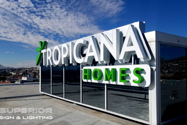 Tropicana Homes - Front / Reverse lit channel letters business sign